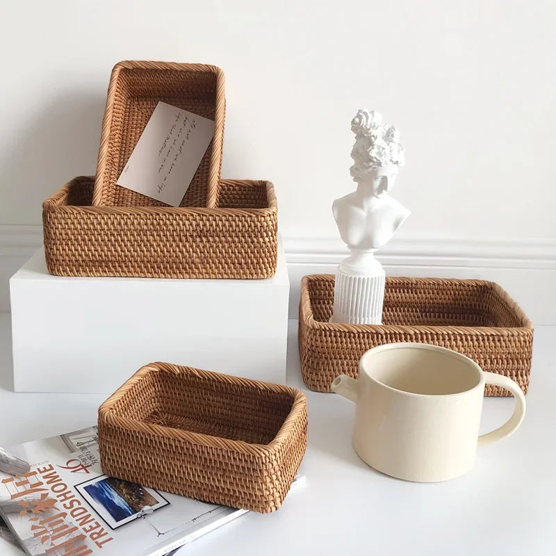 Hand-Woven Rattan Storage Basket